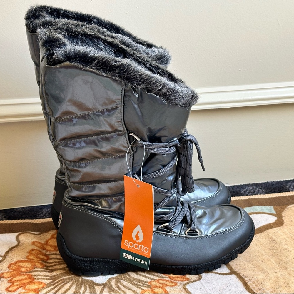 Sporto Charles Pewter Metallic Boots NWT SIZE 8M